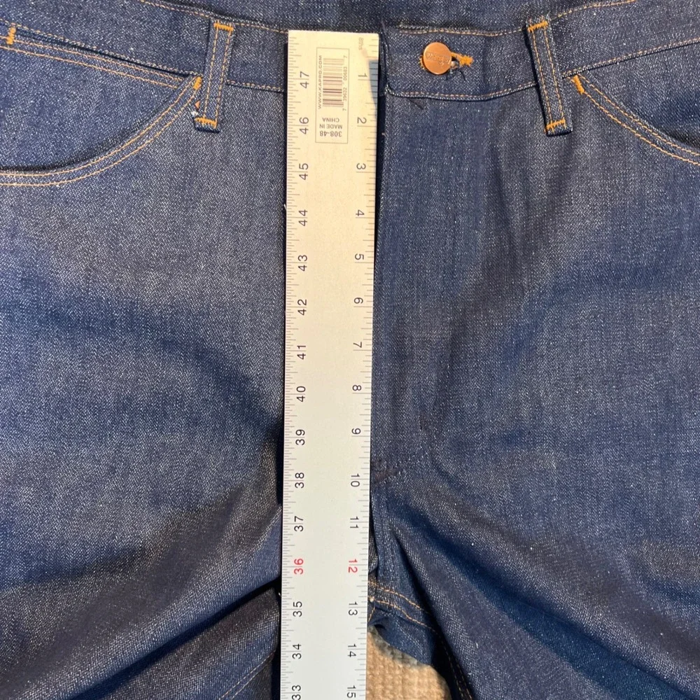 Vintage Wrangler No Fault Jeans Mens 38x32 70s USA Made Dark Wash Indigo Denim